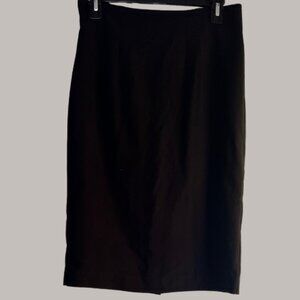 BLACK HIGH WAISTED PENCIL SKIRT W/ SLIT AT BACK